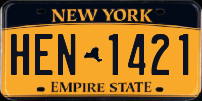 NY license plate HEN1421