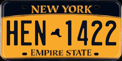 NY license plate HEN1422