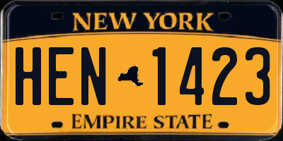 NY license plate HEN1423