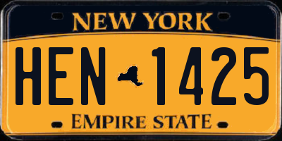 NY license plate HEN1425