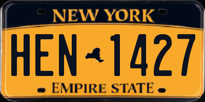 NY license plate HEN1427