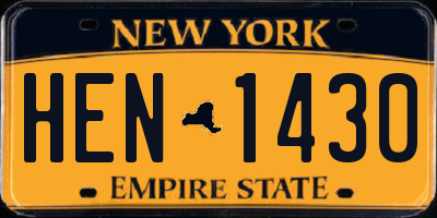 NY license plate HEN1430