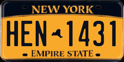 NY license plate HEN1431
