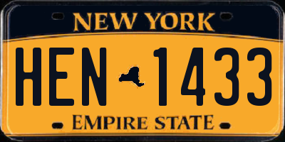 NY license plate HEN1433