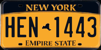 NY license plate HEN1443
