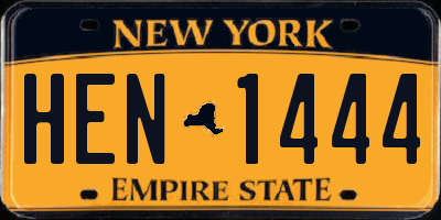 NY license plate HEN1444