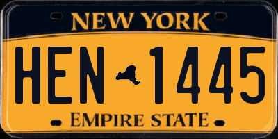 NY license plate HEN1445