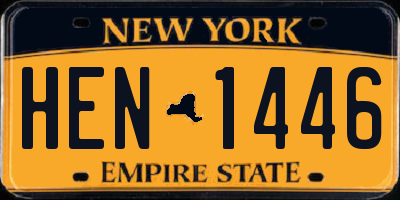 NY license plate HEN1446