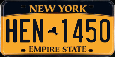 NY license plate HEN1450