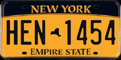 NY license plate HEN1454