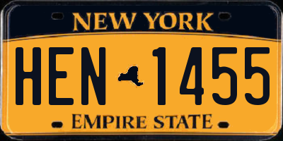 NY license plate HEN1455