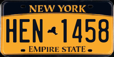 NY license plate HEN1458