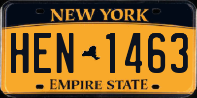 NY license plate HEN1463