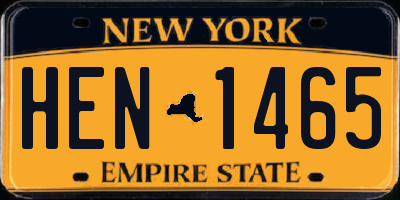 NY license plate HEN1465