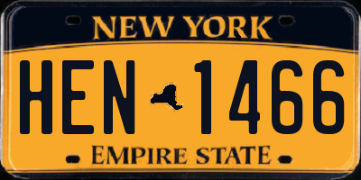 NY license plate HEN1466
