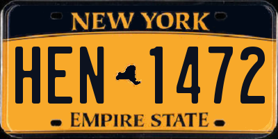 NY license plate HEN1472