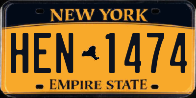 NY license plate HEN1474