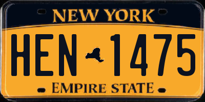 NY license plate HEN1475