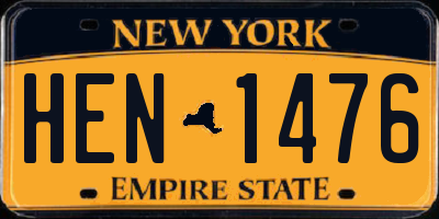 NY license plate HEN1476