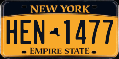 NY license plate HEN1477