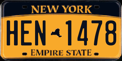 NY license plate HEN1478