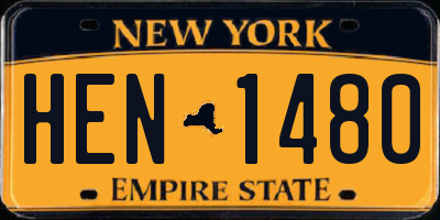 NY license plate HEN1480