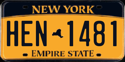NY license plate HEN1481
