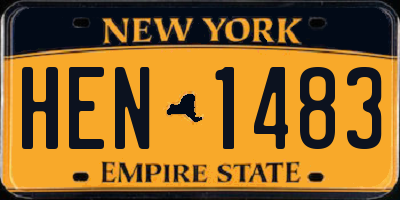 NY license plate HEN1483