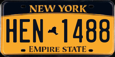 NY license plate HEN1488