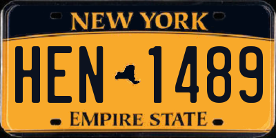 NY license plate HEN1489