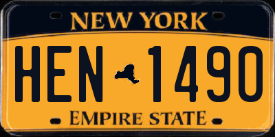 NY license plate HEN1490