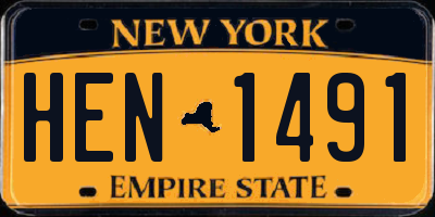 NY license plate HEN1491