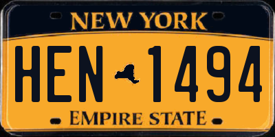 NY license plate HEN1494