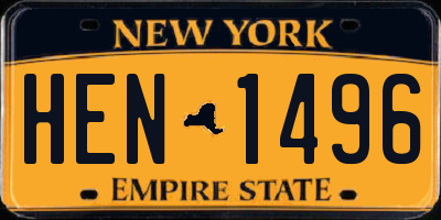 NY license plate HEN1496