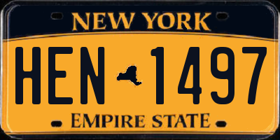 NY license plate HEN1497