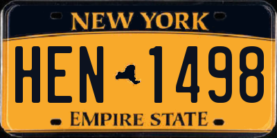 NY license plate HEN1498