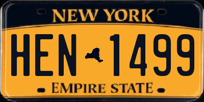 NY license plate HEN1499
