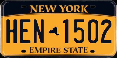 NY license plate HEN1502