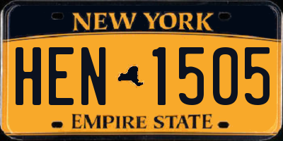 NY license plate HEN1505