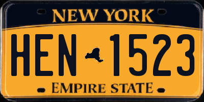 NY license plate HEN1523