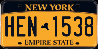 NY license plate HEN1538
