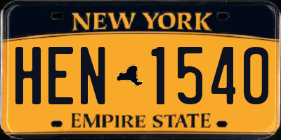 NY license plate HEN1540