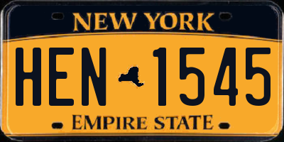 NY license plate HEN1545