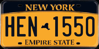 NY license plate HEN1550