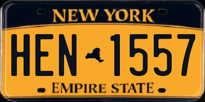 NY license plate HEN1557