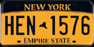 NY license plate HEN1576
