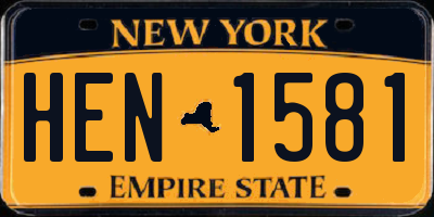 NY license plate HEN1581