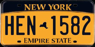 NY license plate HEN1582