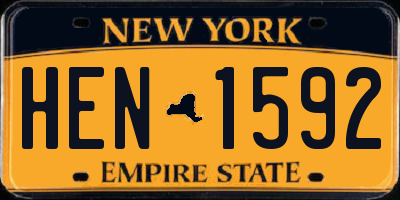 NY license plate HEN1592