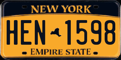 NY license plate HEN1598